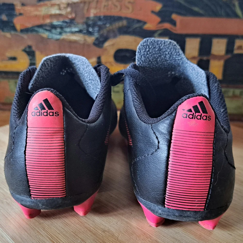 Adidas Cleats, Kid Size 12.5, Unisex, Black Pink, Goletto VII Football Soccer